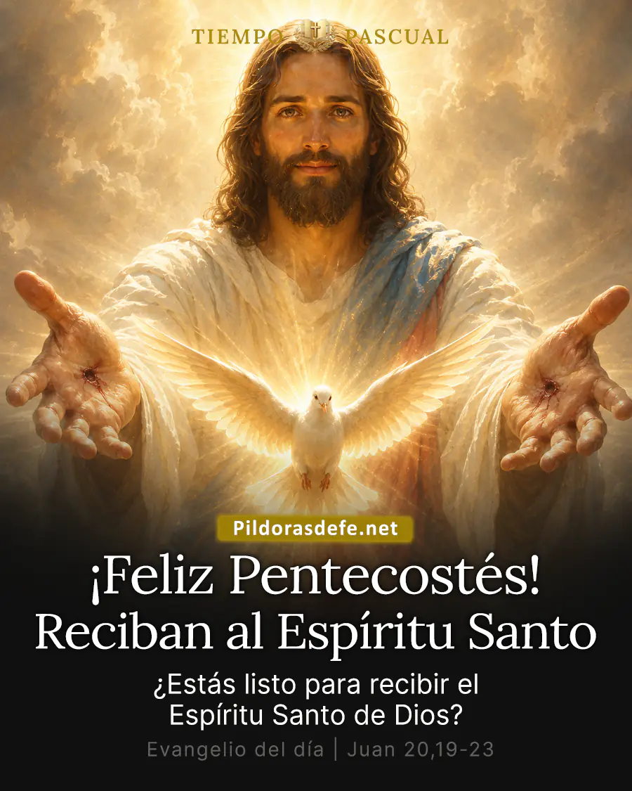 Evangelio de hoy Domingo, Juan 20,19-23: Como el Padre me envió, yo también los envío: Reciban el Espíritu Santo